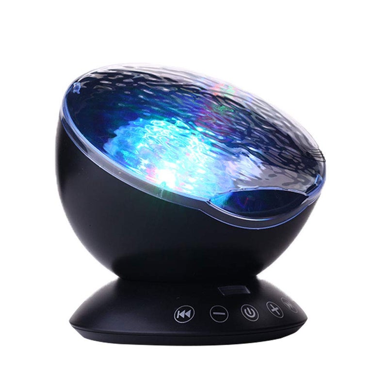 TOMNEW Ocean Wave Projector, Night Light Projector with Remote Control Timer 8 Colors LED Lighting Modes Music Speaker Water Lamp for Kids Adults Bedroom Living Room Party Decorations (Black) - Image 1